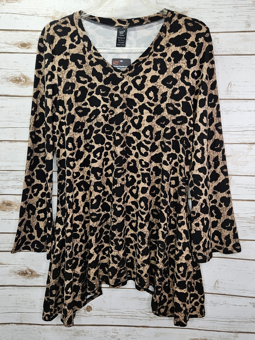Lildy Printed Handkerchief Hem Tunic with Pockets Size Small-Medium